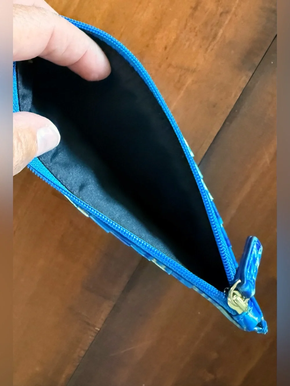 Brahmin Electric Blue Croc-Embossed Card Wallet